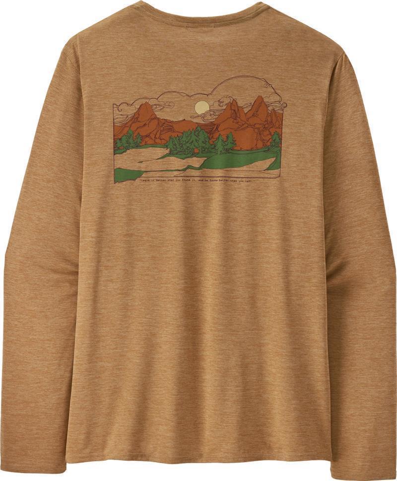 Capilene Cool Daily Graphic LS Shirt - Lands - Mens - Lost And Found / Tinamou Tan X-Dye 3