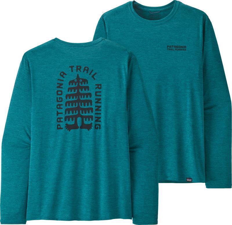 Capilene Cool Daily Graphic LS Shirt - Lands - Mens - Tree Trotter / Belay Blue X-Dye 1