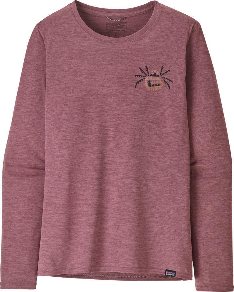 Capilene Cool Daily Graphic LS Shirt - Lands - Womens - Across The Trail / Evening Mauve X-Dye 2