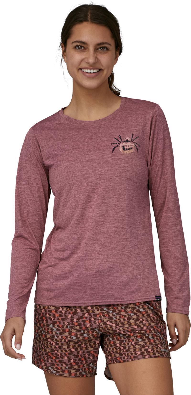 Capilene Cool Daily Graphic LS Shirt - Lands - Womens - Across The Trail / Evening Mauve X-Dye 4