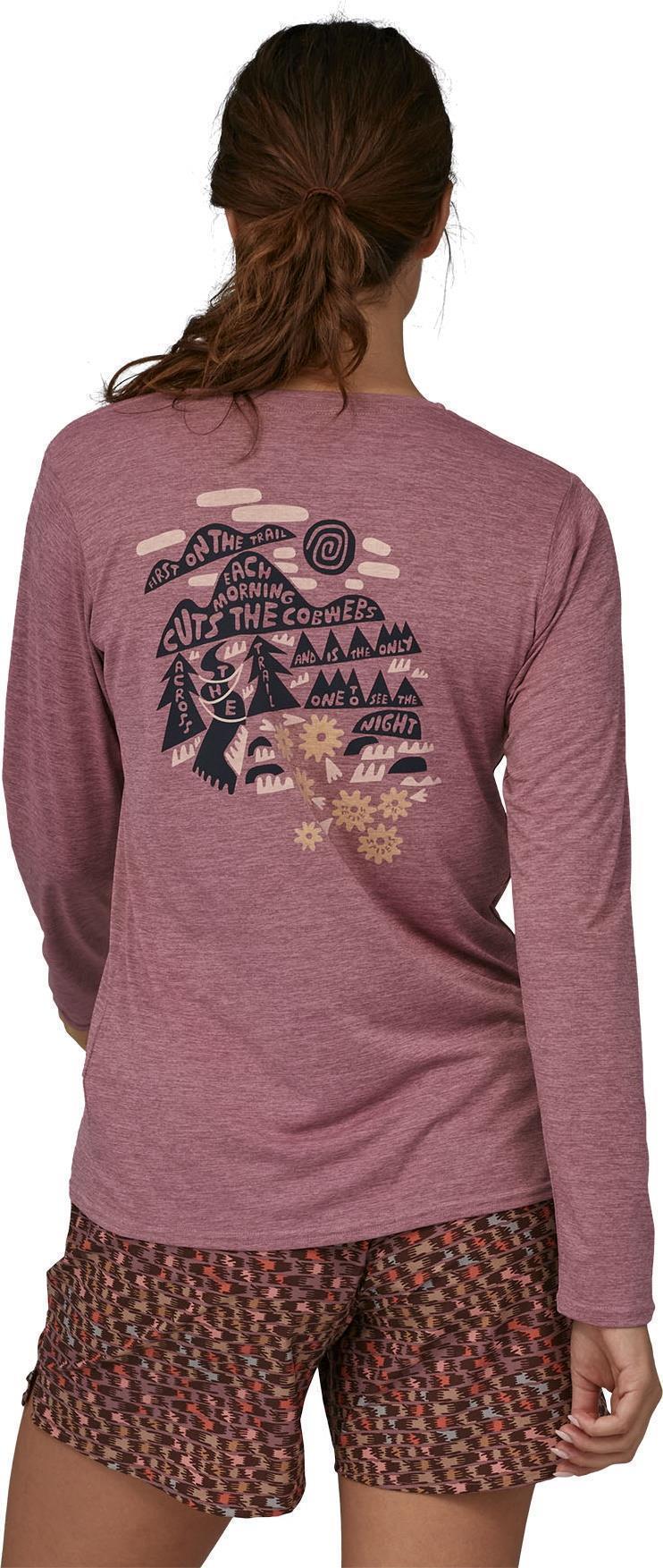Capilene Cool Daily Graphic LS Shirt - Lands - Womens - Across The Trail / Evening Mauve X-Dye 5