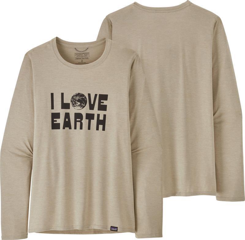 Capilene Cool Daily Graphic LS Shirt - Lands - Womens - Earth Love / Pumice X-Dye 1