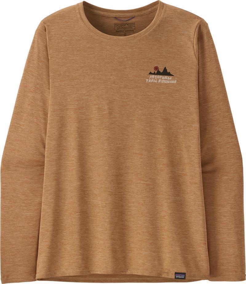 Capilene Cool Daily Graphic LS Shirt - Lands - Womens - Like the Wind / Tinamou Tan X-Dye 2