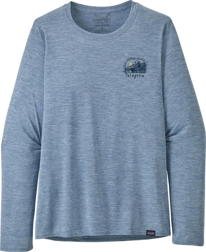 Capilene Cool Daily Graphic LS Shirt - Lands - Womens - Lost And Found / Steam Blue X-Dye 2