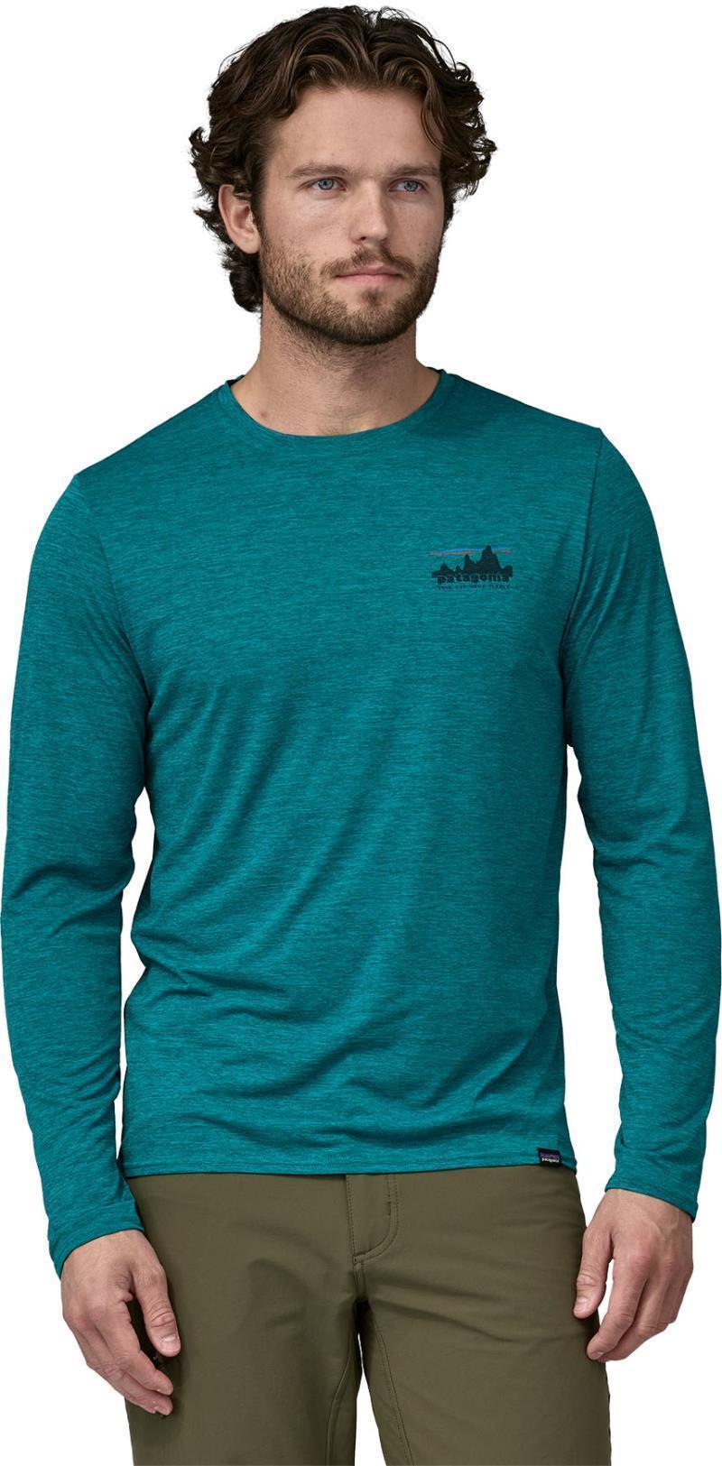 Capilene Cool Daily Graphic LS Shirt - Mens - 73 skyline / belay blue x-dye 1
