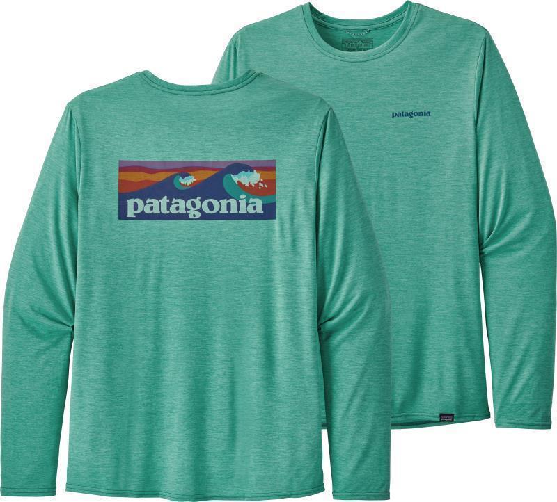 Capilene Cool Daily Graphic LS Shirt - Mens - Boardshort Logo / Beryl Green X-Dye 1