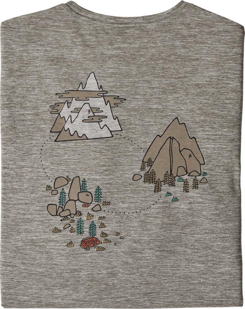 Capilene Cool Daily Graphic LS Shirt - Mens - Climbers Migration / Feather Grey 2