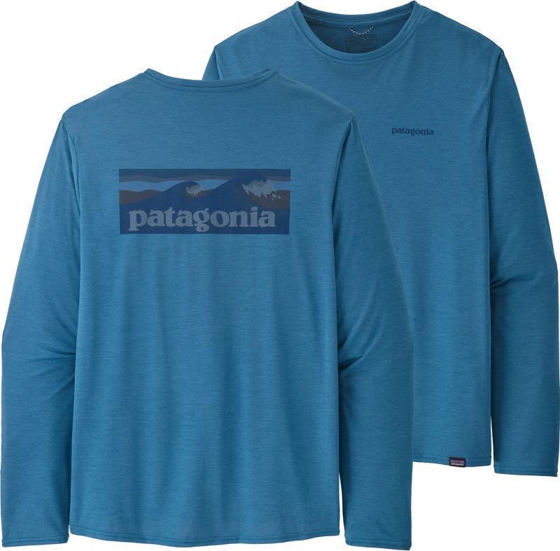 Capilene Cool Daily Graphic LS Shirt - Mens - boardshort logo / wavy blue x-dye 1