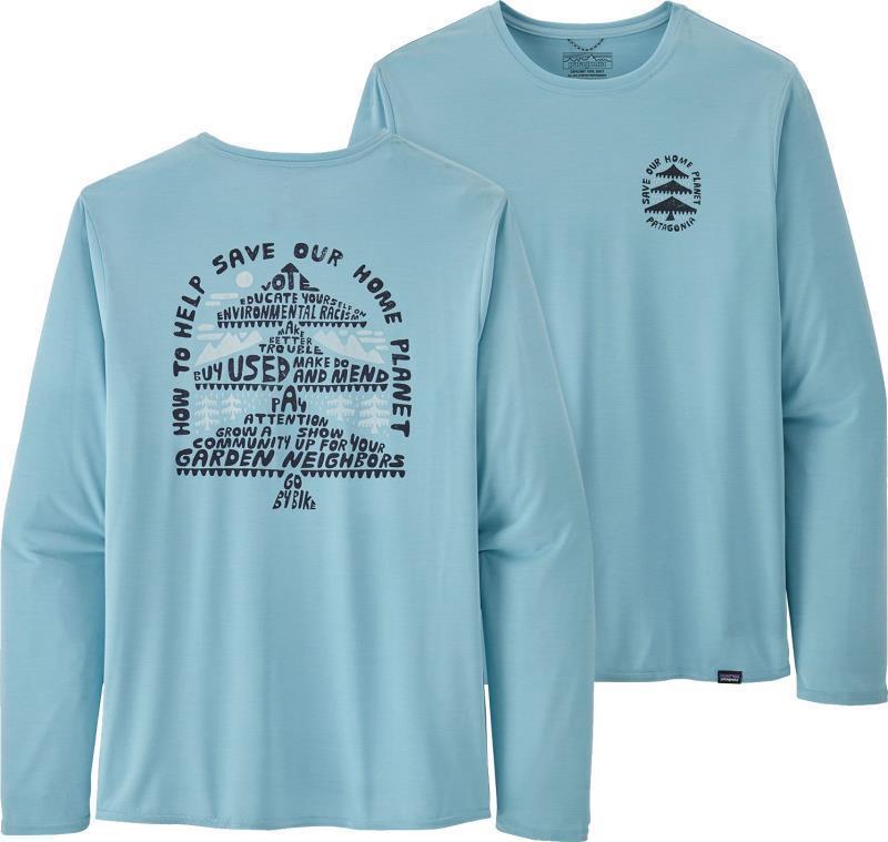 Capilene Cool Daily Graphic LS Shirt - Mens - how to save / fin blue x-dye 1