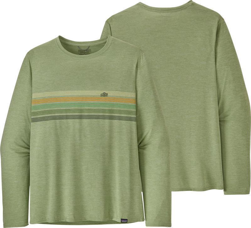 Capilene Cool Daily Graphic LS Shirt - Mens - line logo ridge stripe / salvia green x-dye 1