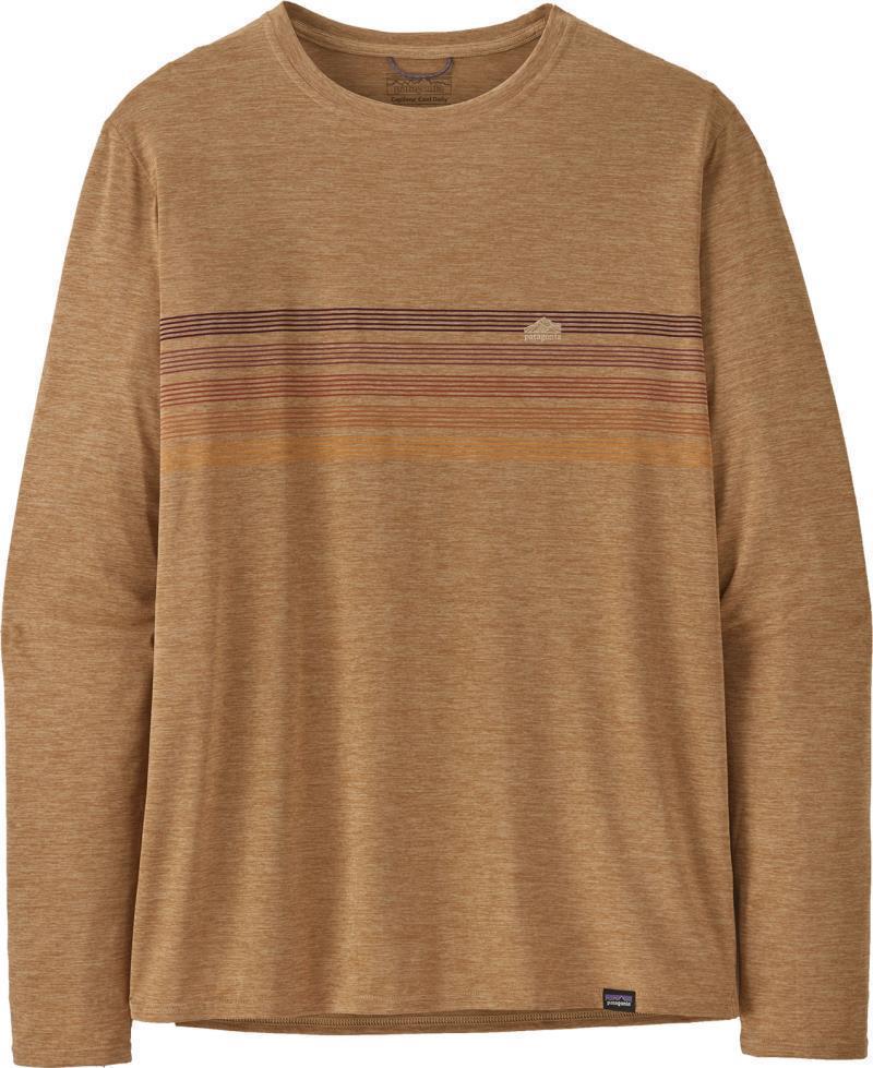 Capilene Cool Daily Graphic LS Shirt - Mens - line logo ridge stripe / tinamou tan x-dye 1