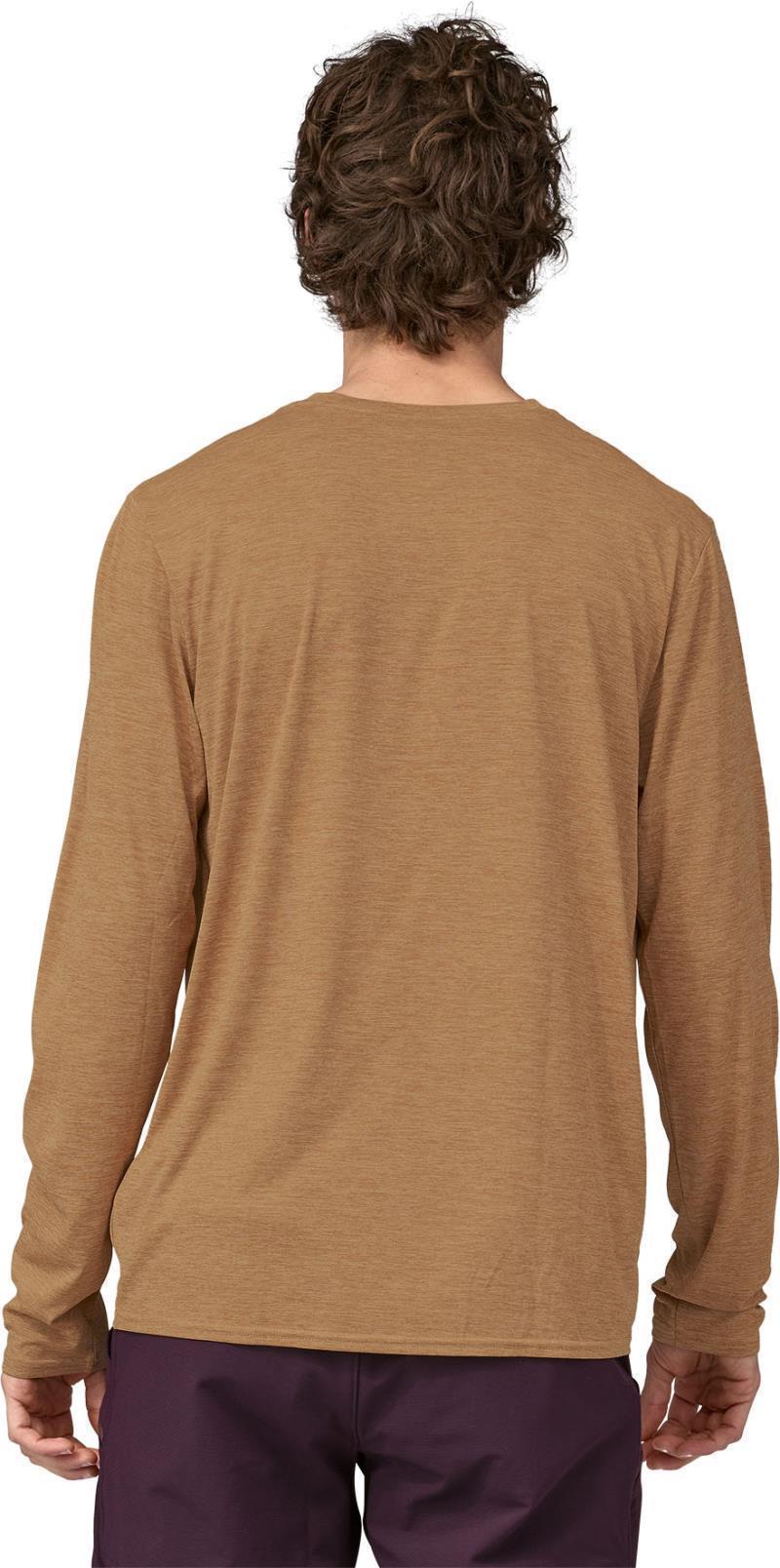 Capilene Cool Daily Graphic LS Shirt - Mens - line logo ridge stripe / tinamou tan x-dye 1