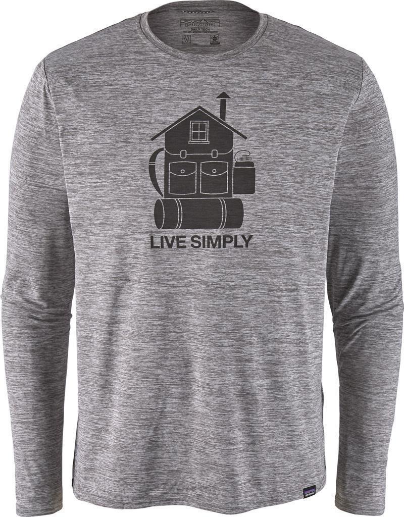 Capilene Cool Daily Graphic LS Shirt - Mens - live simply home / feather grey 1