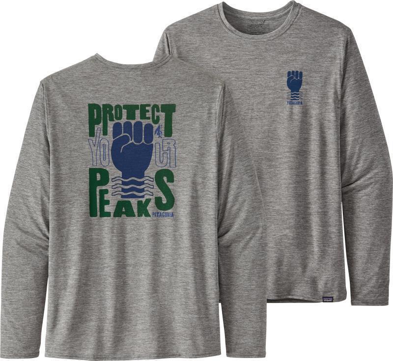 Capilene Cool Daily Graphic LS Shirt - Mens - peak protector / feather grey 1