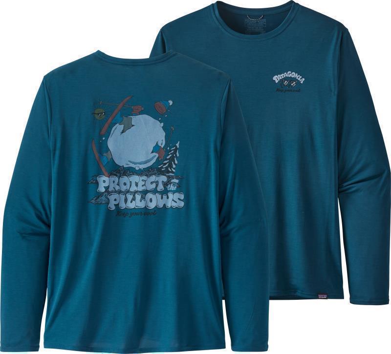 Capilene Cool Daily Graphic LS Shirt - Mens - protect the pillows / crater blue x-dye 1