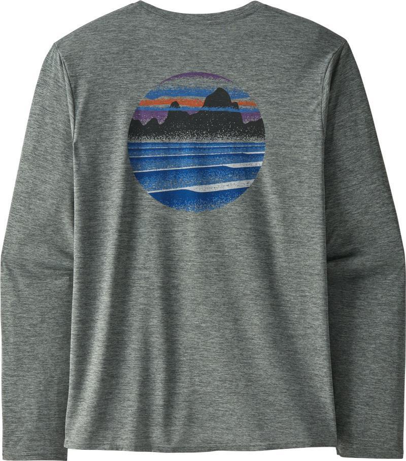 Capilene Cool Daily Graphic LS Shirt - Mens - skyline stencil / sleet green x-dye 1