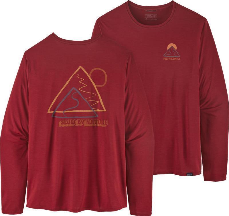 Capilene Cool Daily Graphic LS Shirt - Mens - slow going / wax red x-dye 1