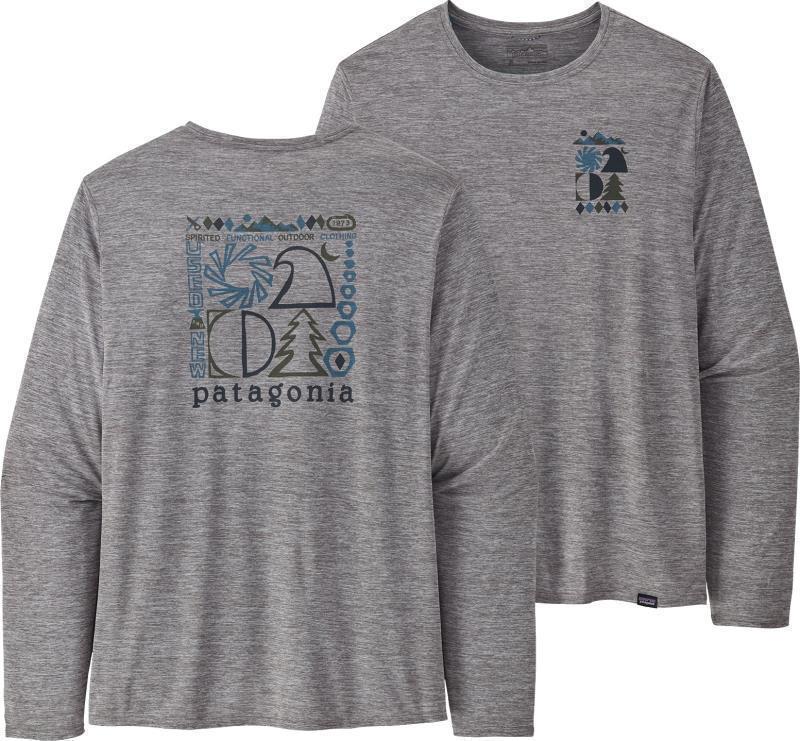 Capilene Cool Daily Graphic LS Shirt - Mens - spirited seasons / feather grey 1