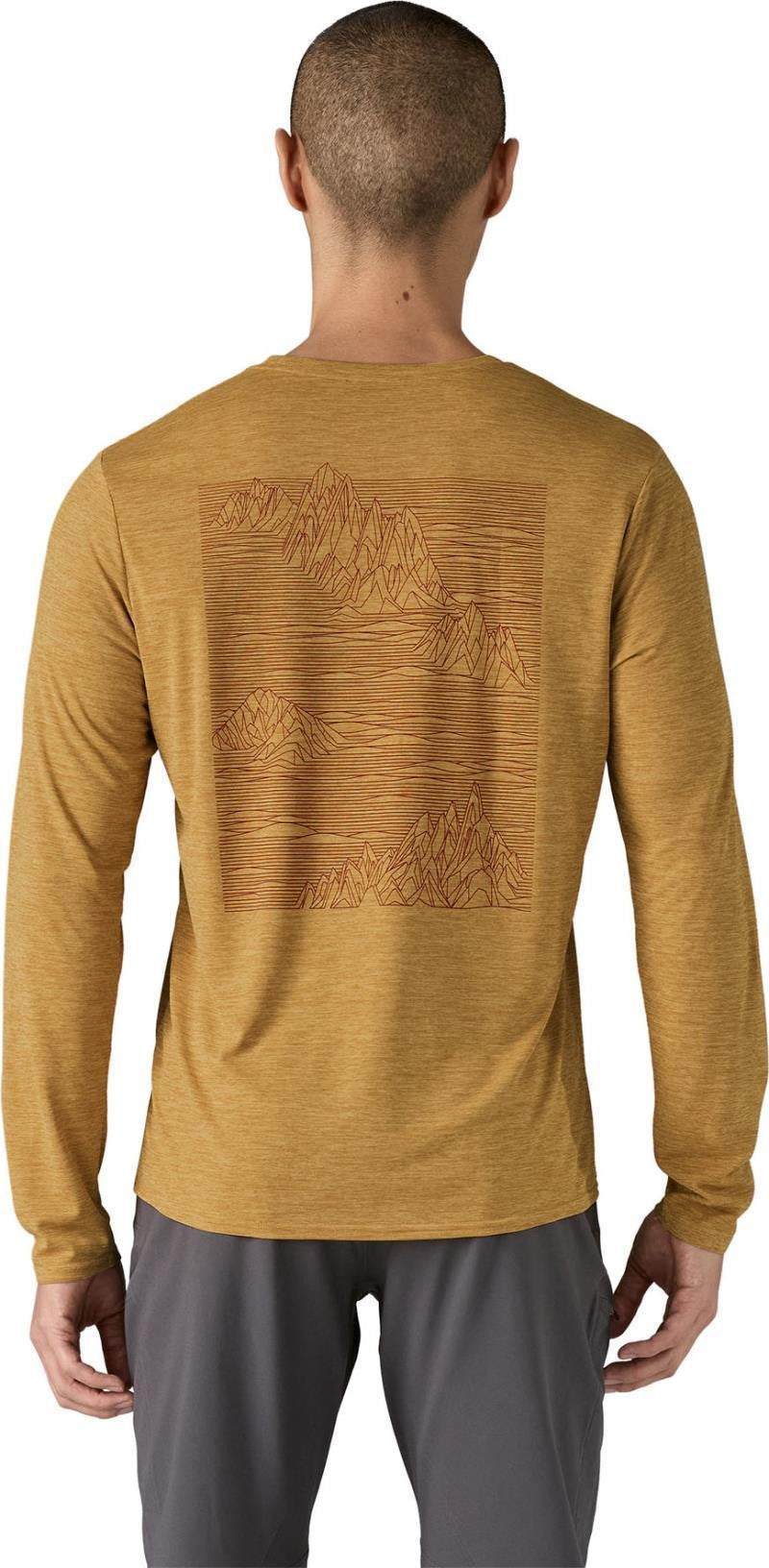 Capilene Cool Daily Graphic LS Shirt - Mens - strataspire / beeswax tan x-dye 1