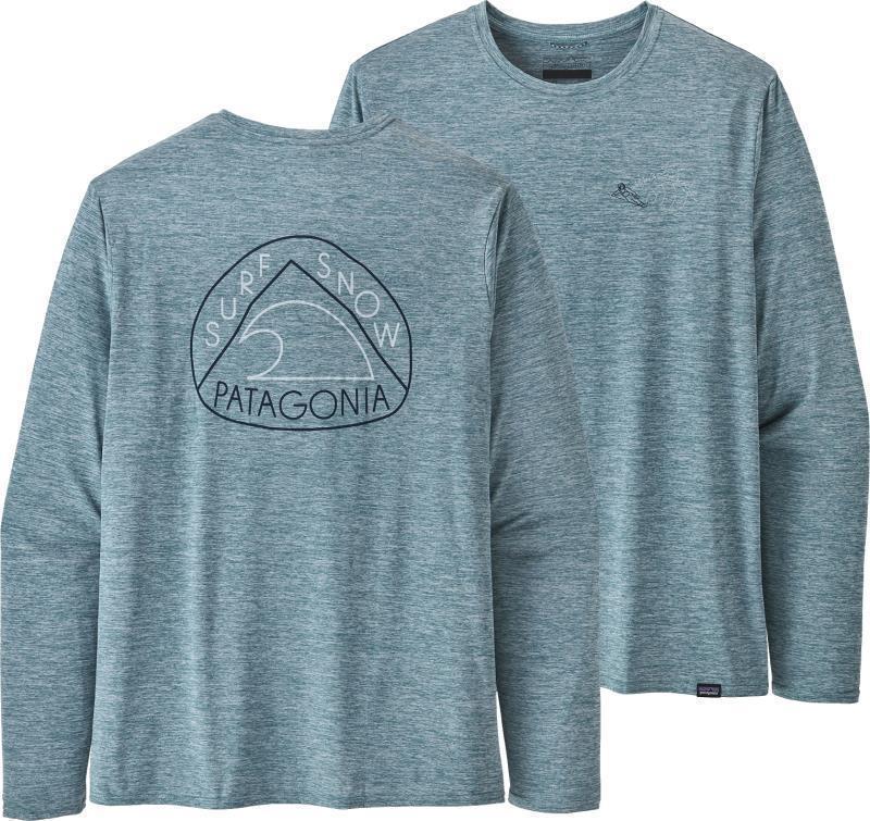 Capilene Cool Daily Graphic LS Shirt - Mens - surf snow / abalone blue 1