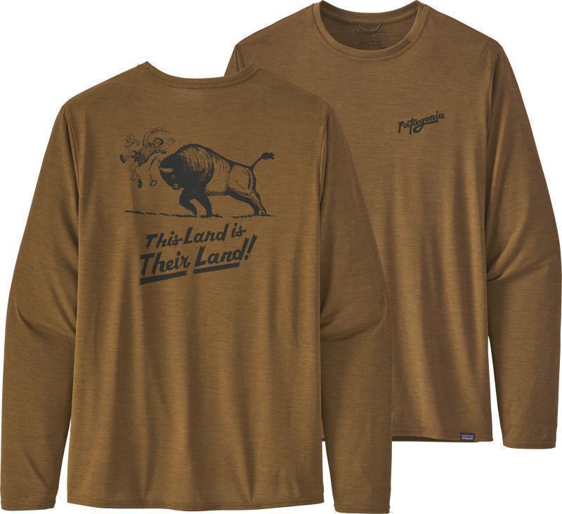 Capilene Cool Daily Graphic LS Shirt - Mens - their land / mulch brown x-dye 1