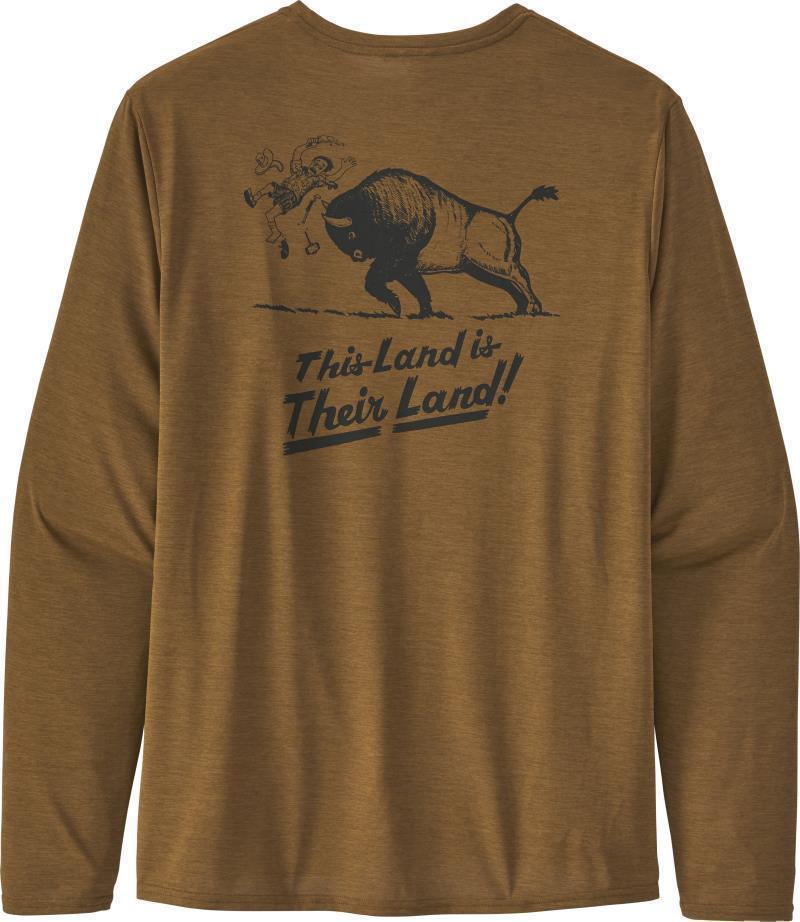 Capilene Cool Daily Graphic LS Shirt - Mens - their land / mulch brown x-dye 1
