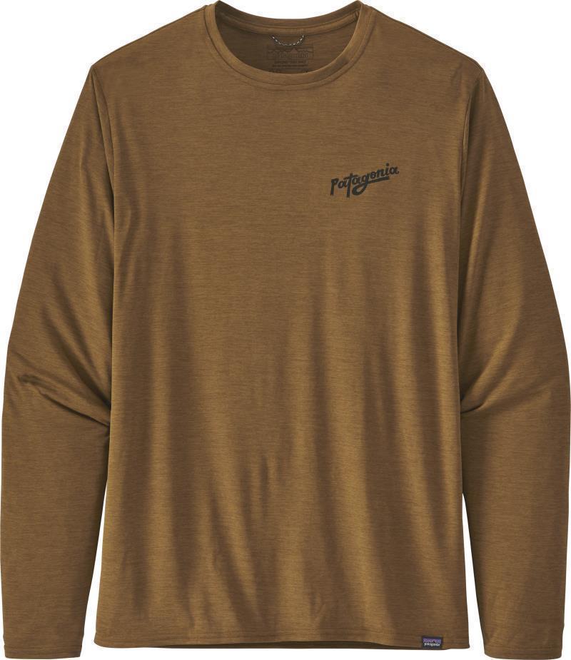 Capilene Cool Daily Graphic LS Shirt - Mens - their land / mulch brown x-dye 1