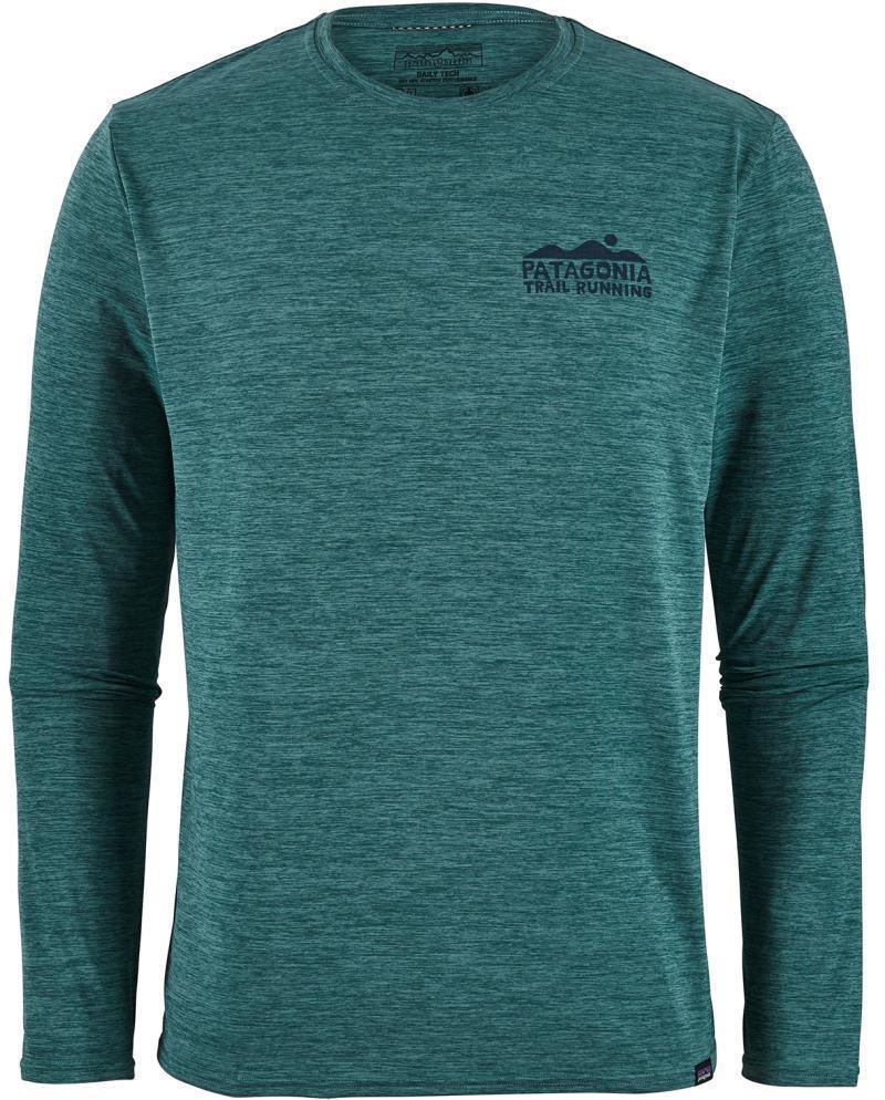 Capilene Cool Daily Graphic LS Shirt - Mens - trail tread / tasmanian teal x-dye 1