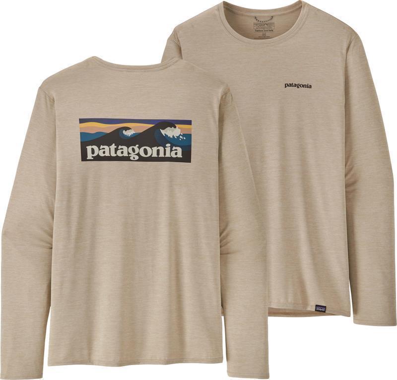 Capilene Cool Daily Graphic LS Shirt - Waters - Mens - Boardshort Logo / Pumice X-Dye 1