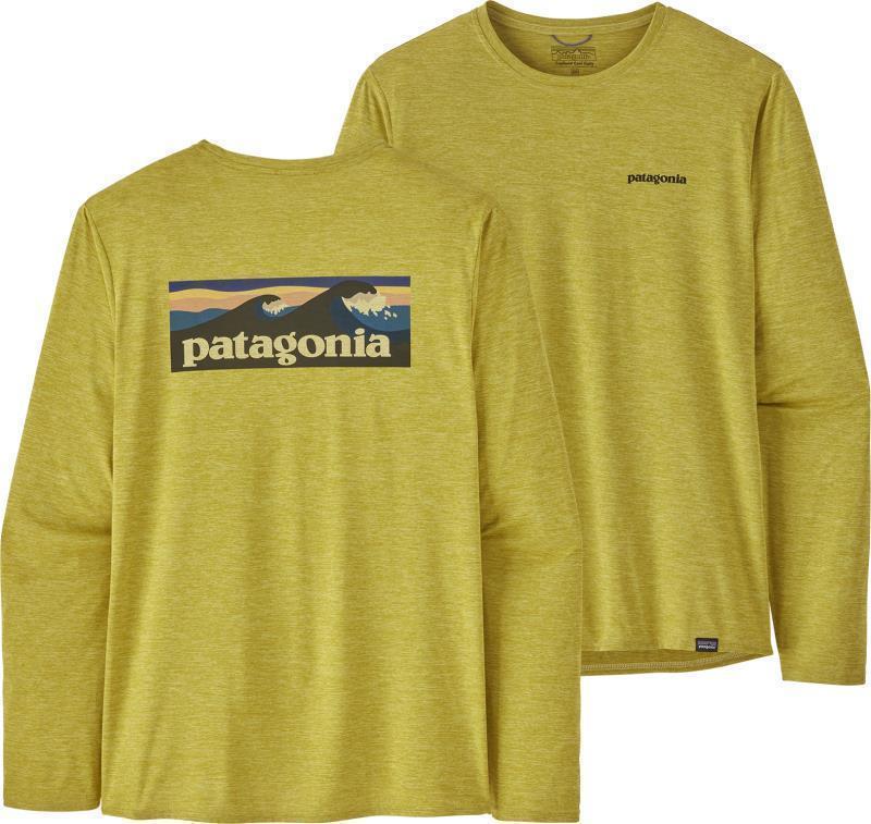 Capilene Cool Daily Graphic LS Shirt - Waters - Mens - Boardshort Logo / Shrub Green X-Dye 1