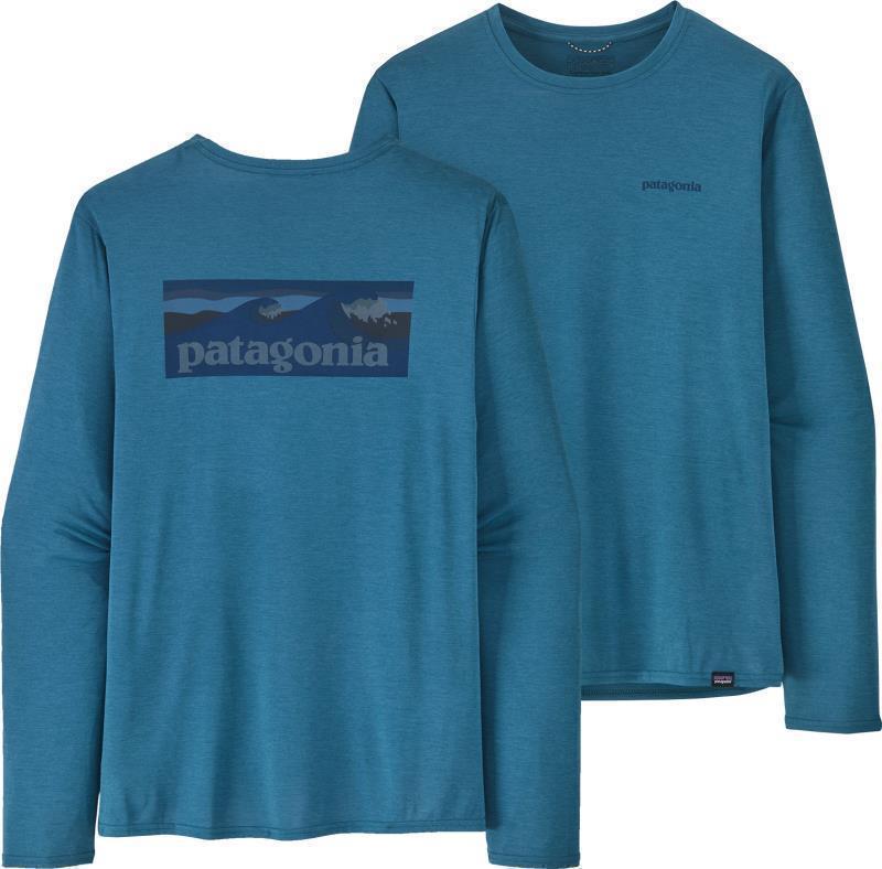 Capilene Cool Daily Graphic LS Shirt - Waters - Mens - Boardshort Logo / Wavy Blue X-Dye 1