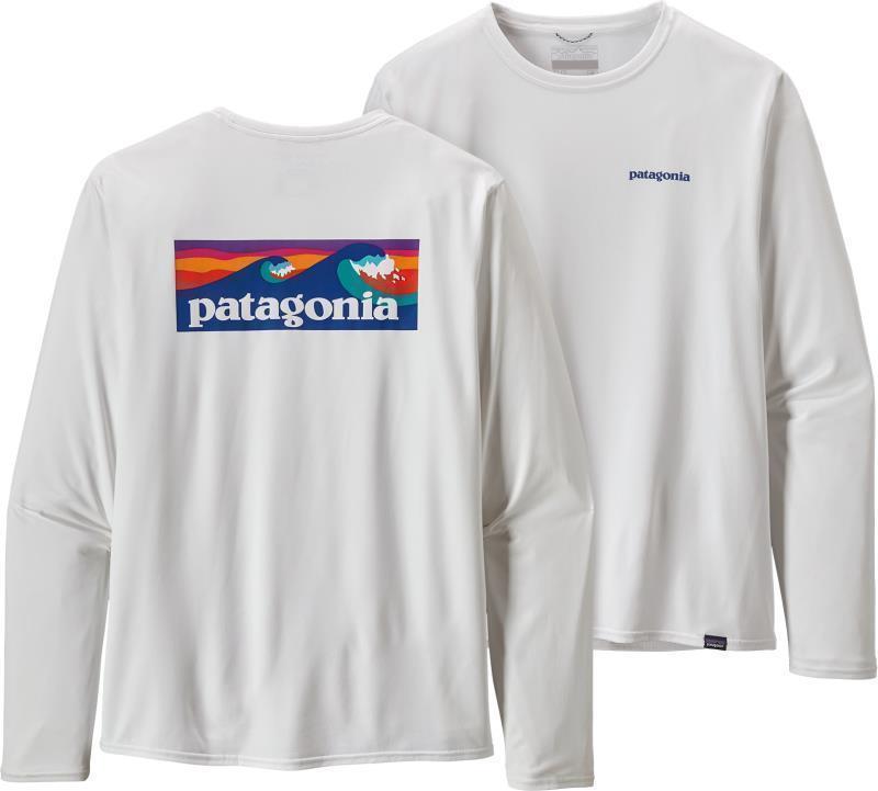 Capilene Cool Daily Graphic LS Shirt - Waters - Mens - Boardshort Logo / White 1