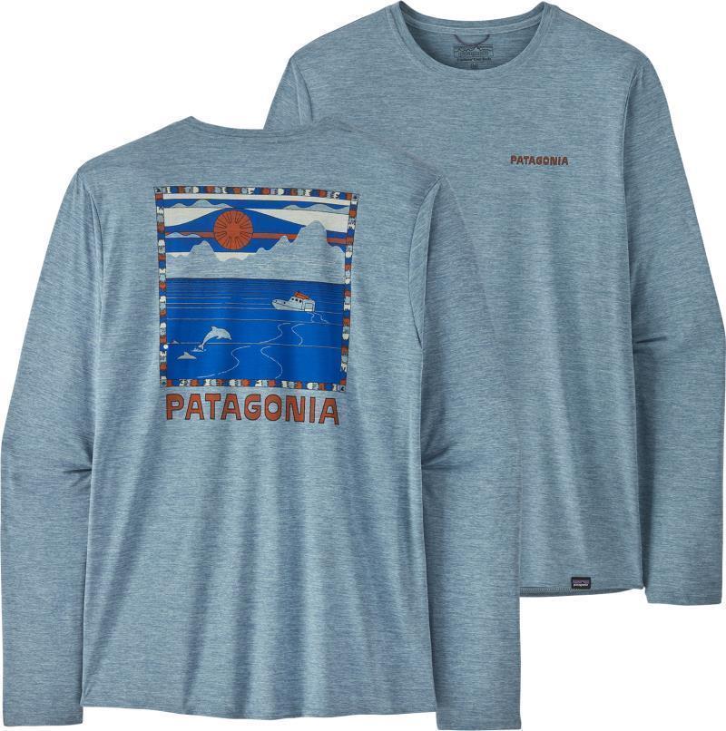Capilene Cool Daily Graphic LS Shirt - Waters - Mens - Summit Swell / Steam Blue X-Dye 1