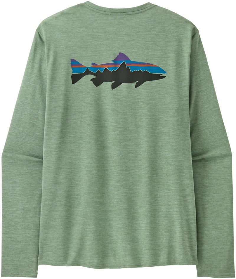 Capilene Cool Daily Graphic LS Shirt - Waters - Mens - fitz roy trout / ellwood green x-dye 1