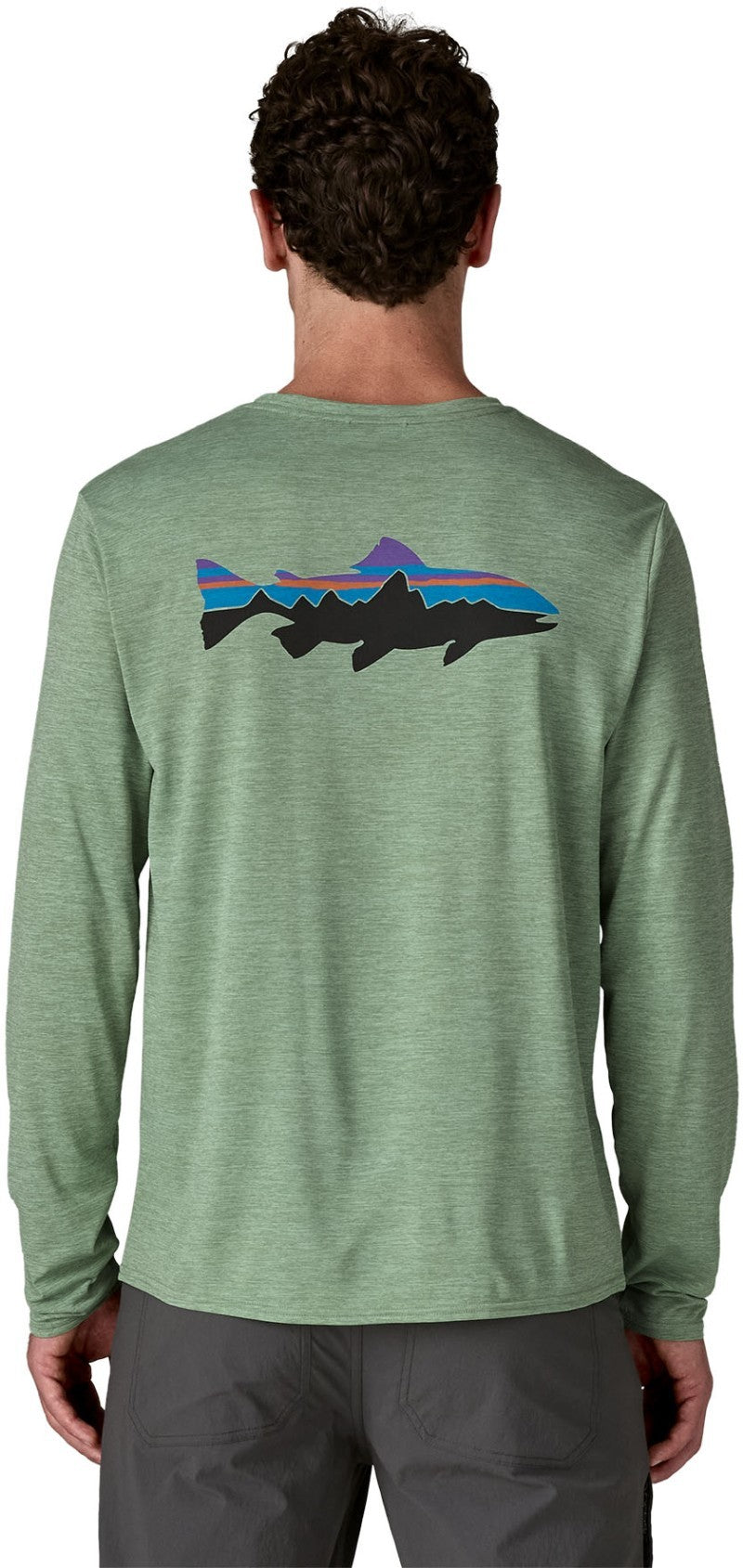 Capilene Cool Daily Graphic LS Shirt - Waters - Mens - fitz roy trout / ellwood green x-dye 1