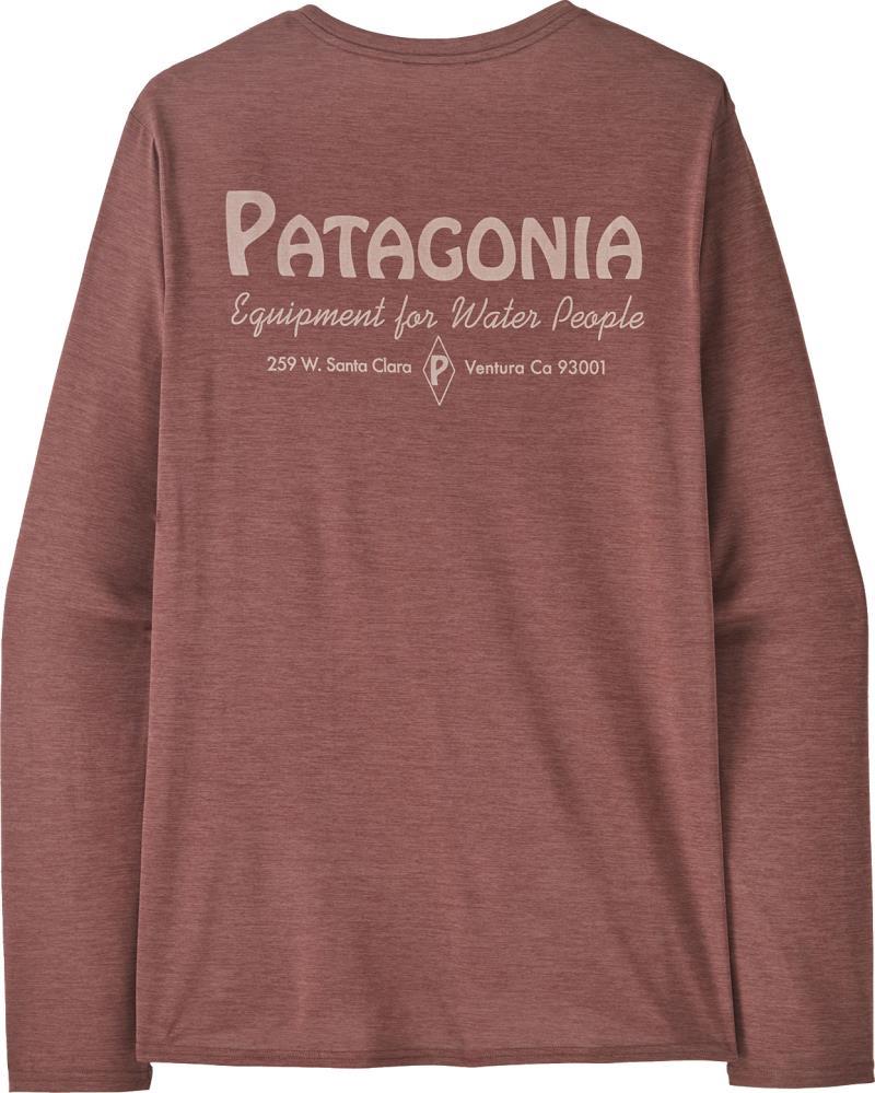 Capilene Cool Daily Graphic LS Shirt - Waters - Mens - water people banner / dulse mauve x-dye 1