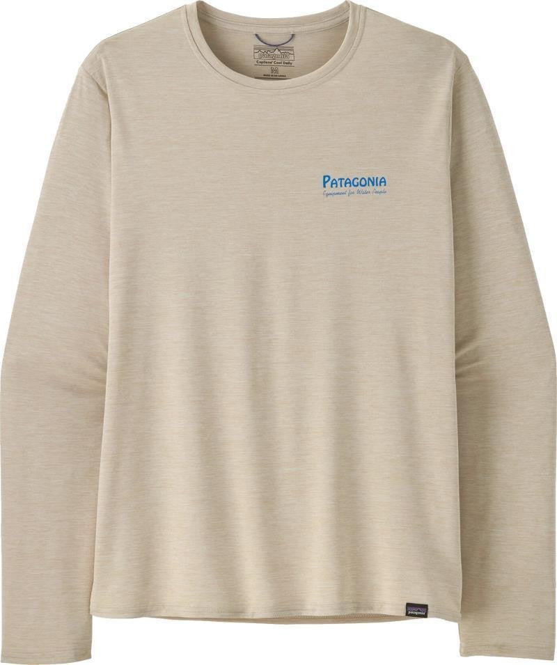 Capilene Cool Daily Graphic LS Shirt - Waters - Mens - water people banner / pumice x-dye 1