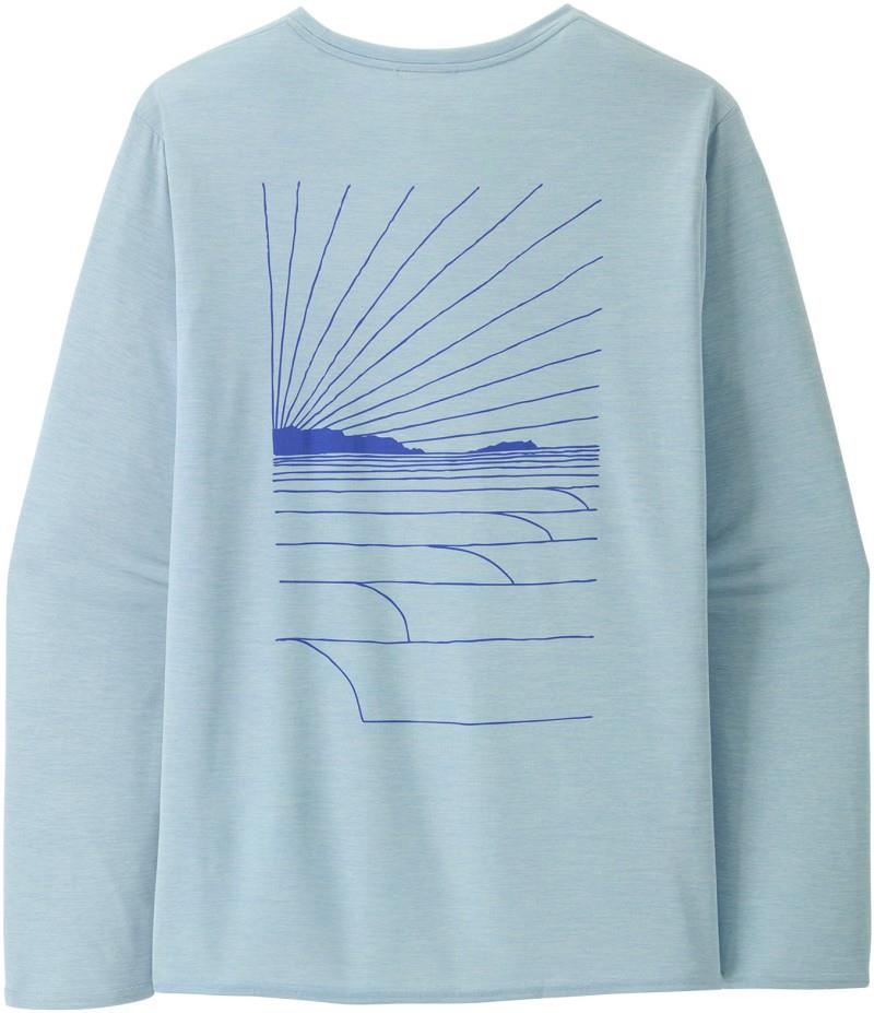 Capilene Cool Daily Graphic LS Shirt - Waters - Mens - waves rolling / fleck blue 1