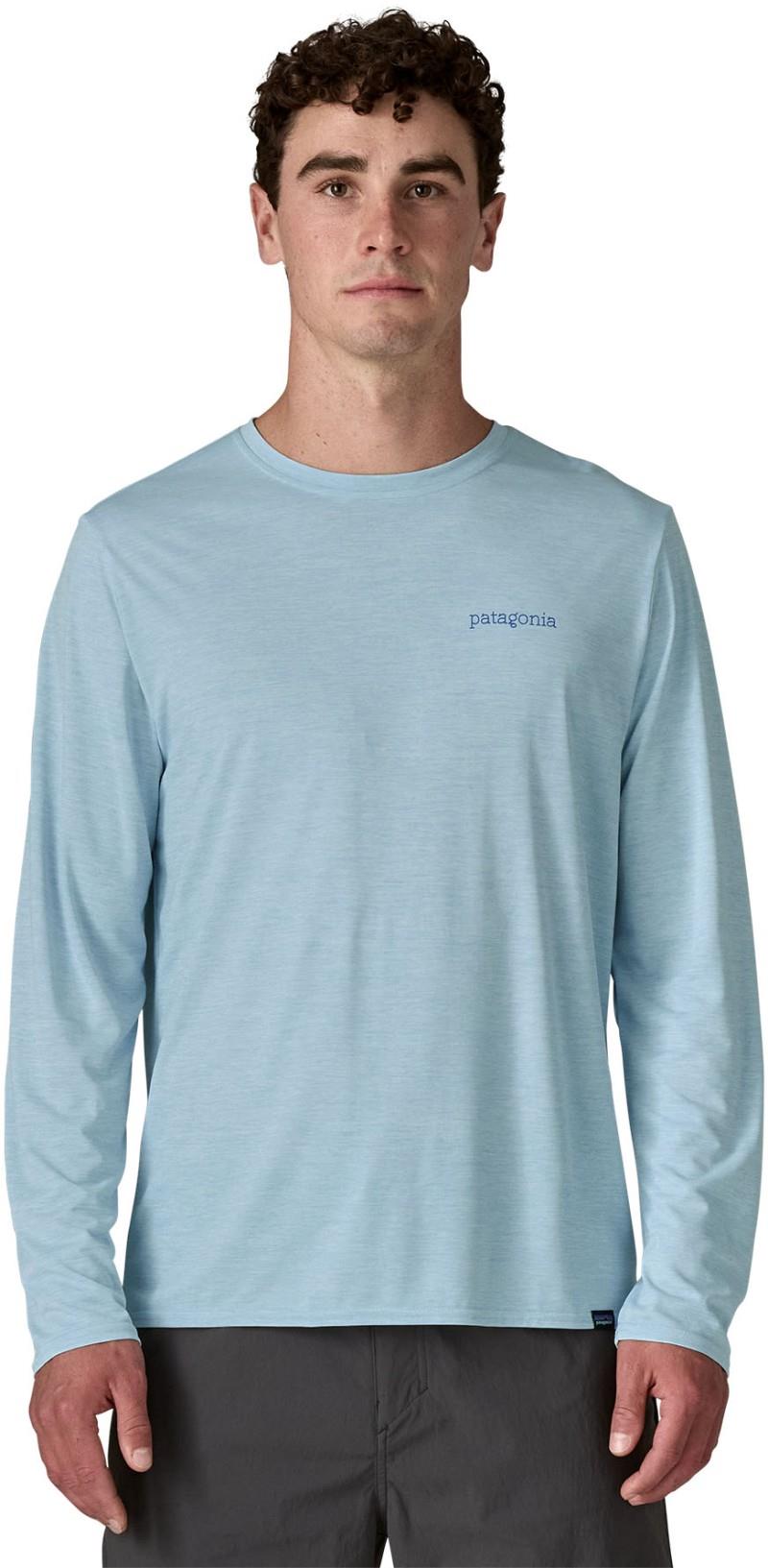 Capilene Cool Daily Graphic LS Shirt - Waters - Mens - waves rolling / fleck blue 1