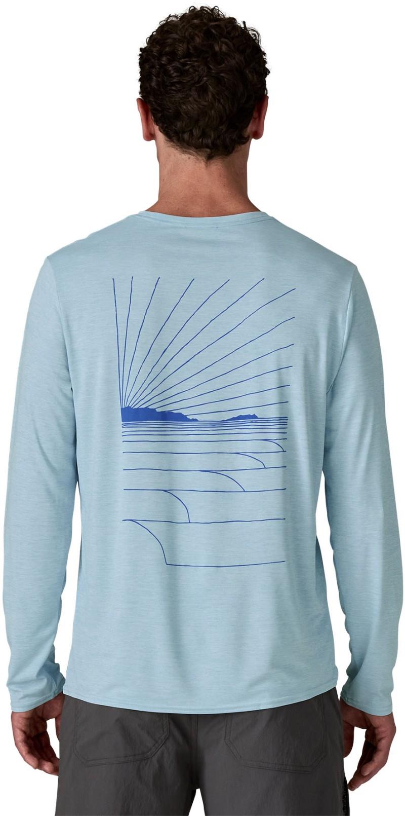 Capilene Cool Daily Graphic LS Shirt - Waters - Mens - waves rolling / fleck blue 1