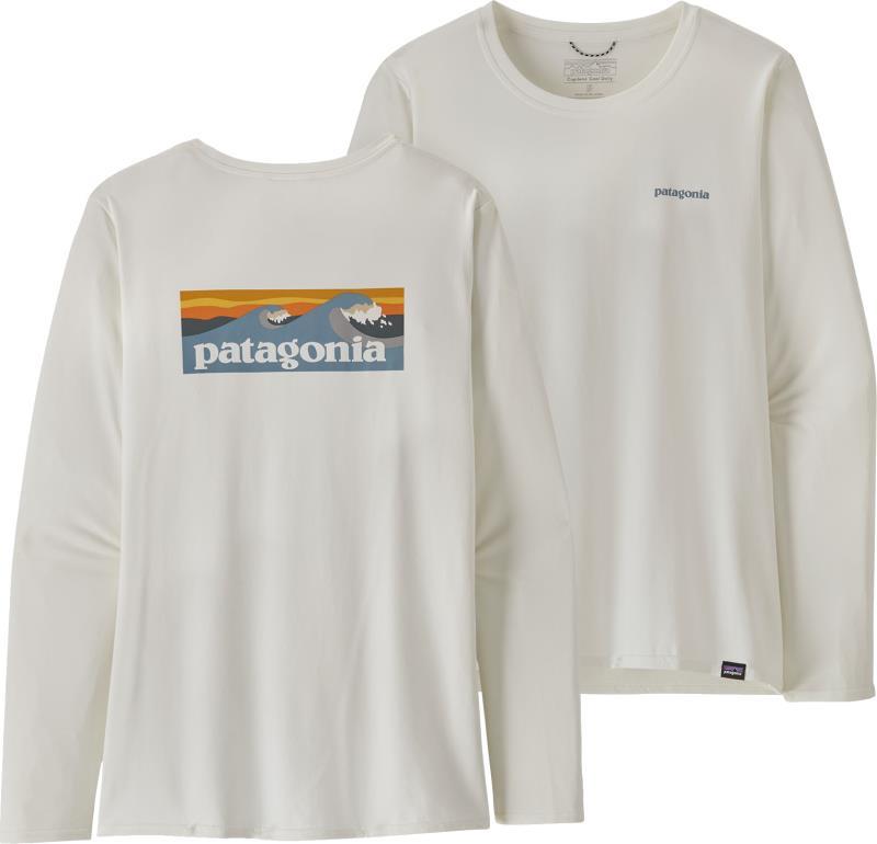 Capilene Cool Daily Graphic LS Shirt - Waters - Womens - Boardshort Logo Light Plume Grey / White 1