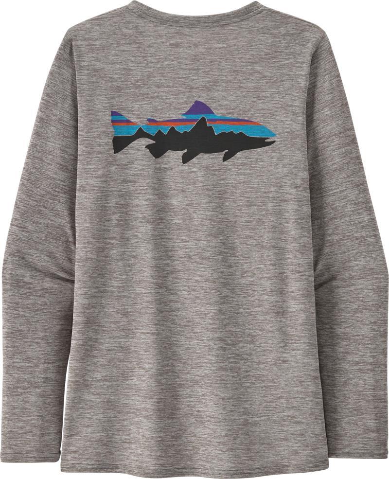 Capilene Cool Daily Graphic LS Shirt - Waters - Womens - Fitz Roy Trout / Feather Grey 2