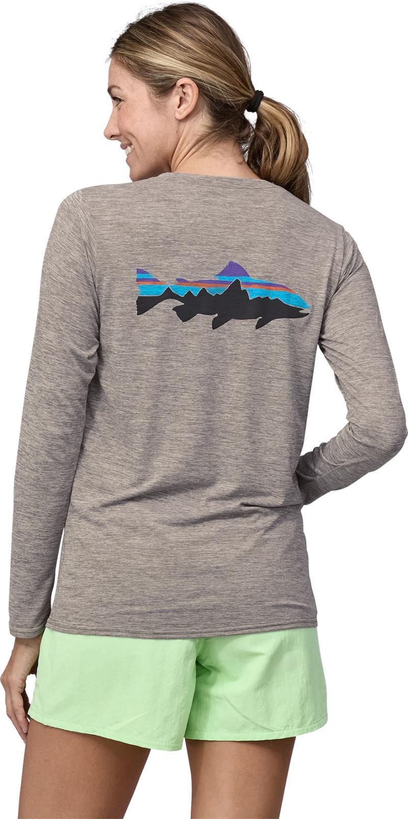 Capilene Cool Daily Graphic LS Shirt - Waters - Womens - Fitz Roy Trout / Feather Grey 4