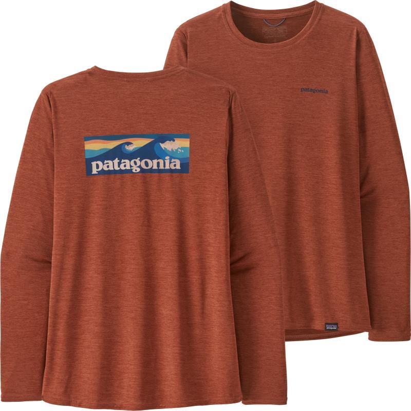Capilene Cool Daily Graphic LS Shirt - Waters - Womens - boardshort logo / burl red x-dye 1