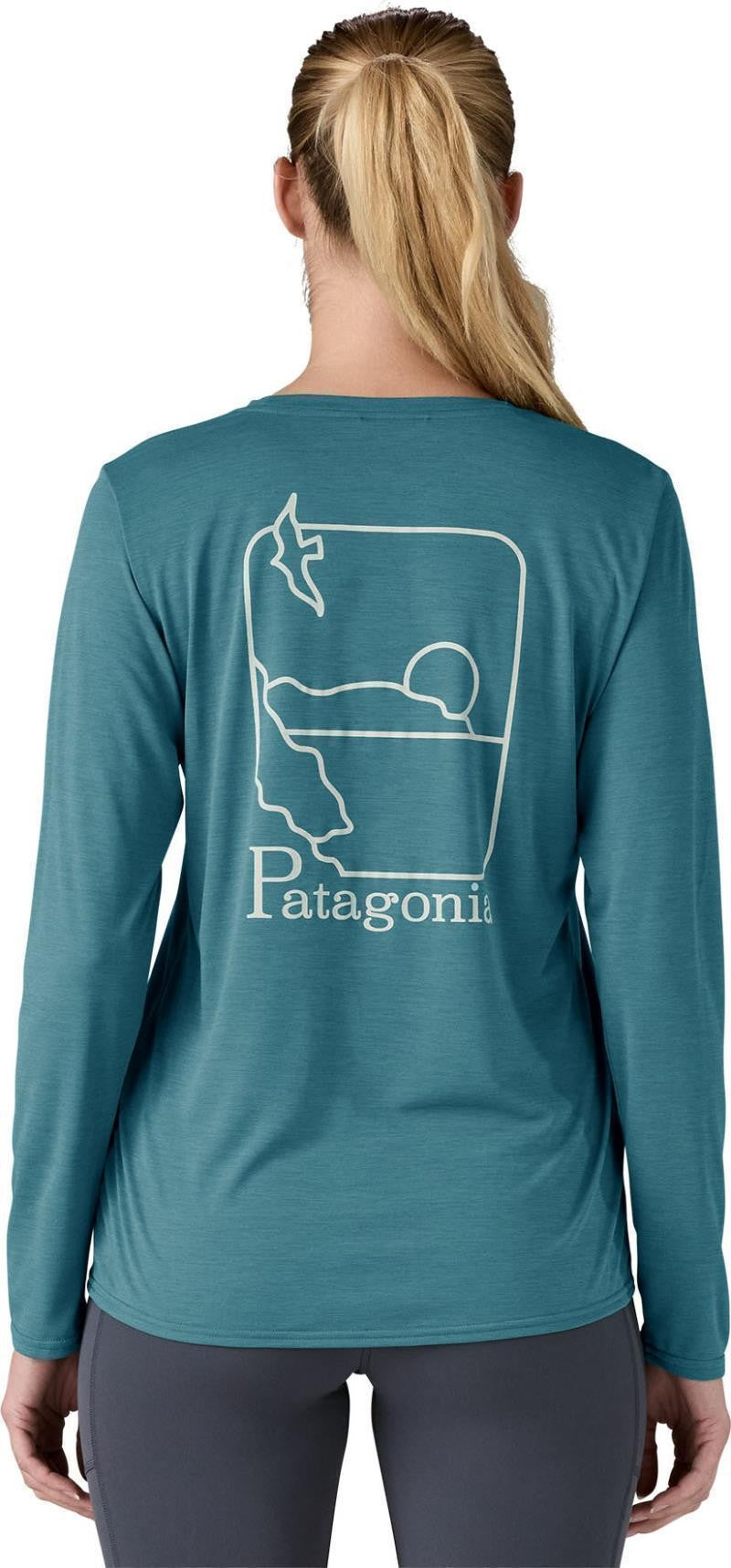 Capilene Cool Daily Graphic LS Shirt - Waters - Womens - swelldrifter / wetland blue x-dye 1