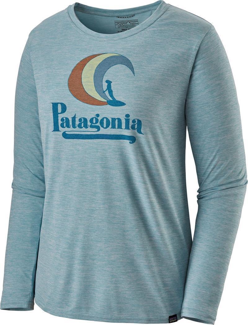 Capilene Cool Daily Graphic LS Shirt - Womens - On Rail / Big Sky Blue X-Dye 1