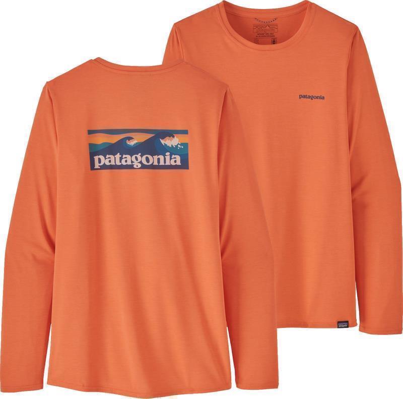 Capilene Cool Daily Graphic LS Shirt - Womens - boardshort logo / tigerlily orange x-dye 1
