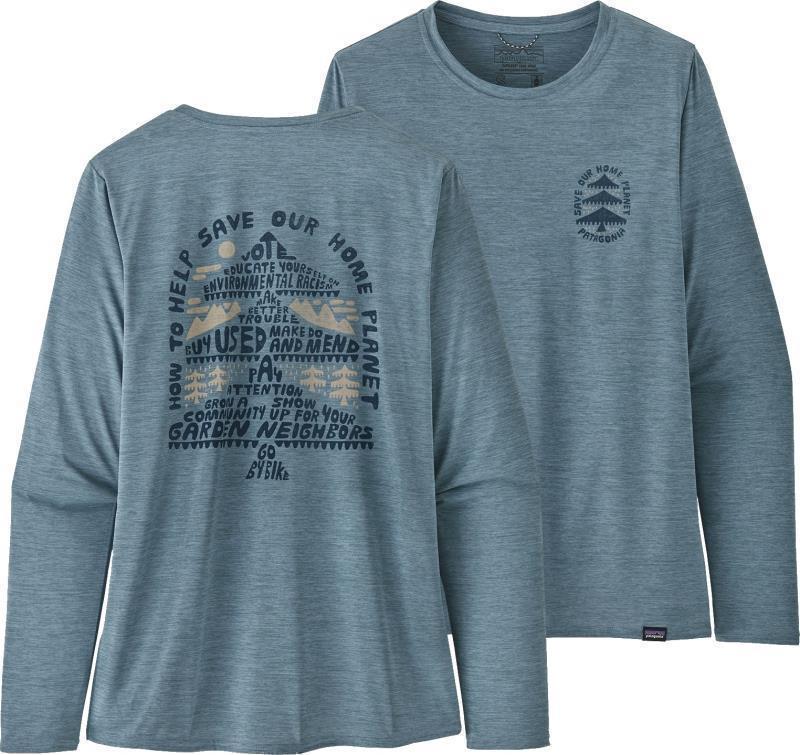 Capilene Cool Daily Graphic LS Shirt - Womens - how to save / light plume grey x-dye 1