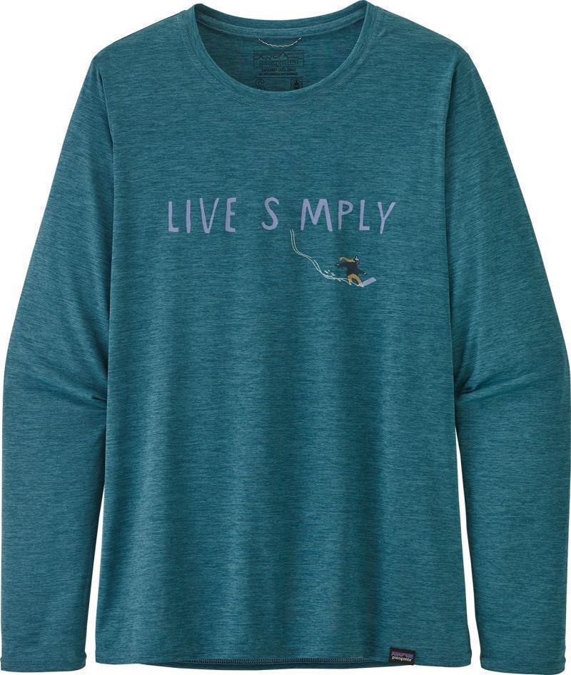Capilene Cool Daily Graphic LS Shirt - Womens - live simply shred / abalone blue x-dye 1