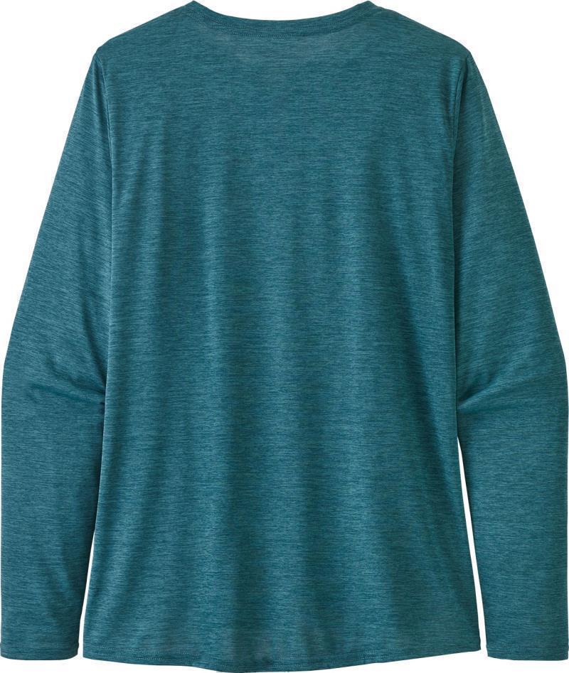Capilene Cool Daily Graphic LS Shirt - Womens - live simply shred / abalone blue x-dye 1